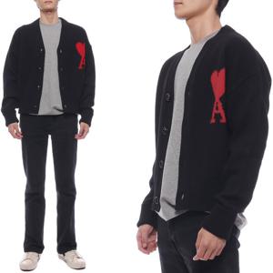 [아미(잡화)]24FW 남성 빅 하트 로고 울 가디건 (BFUKC002 018 009 M 24F)