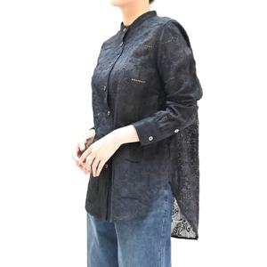 [비꼴리끄(여성)]라미 원단 자수 카라리스 블라우스 B242WB2190