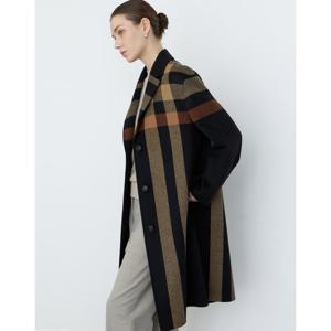 닥스 여성 24FW 반값세일캐시미어 블랙 빅체크 핸드메이드 롱 코트 DLCO4D901BK