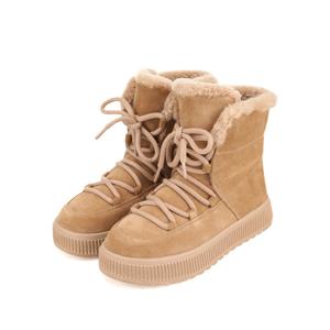 [바바라(슈즈)]소가죽 베이직 굵은 끈 장식 여성 퍼부츠 2COLOR_BBH872