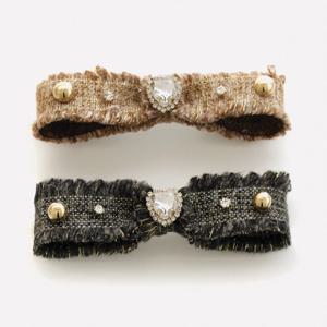 제이로렌 트위드 큐빅 리본 자동헤어핀 H01337