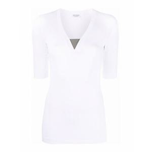 [BRUNELLO CUCINELLI] 라프리마 여성 티셔츠 저지 위드 프레셔스 인서트 M0TC8EL692C159 화이트 /8