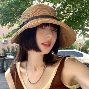 버킷햇 썬캡 밀짚모자 모자끈 여성 여름모자 탈부착