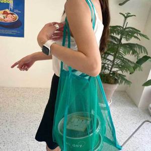 메쉬 숄더백 그린 토트백 여자대학생가방 쇼퍼백