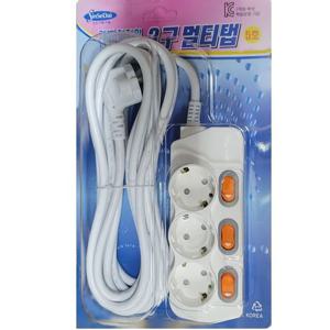 3구 절전형 멀티탭 4m 개별콘센트