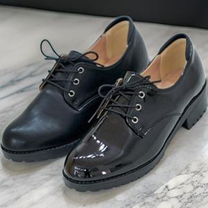 [미라클세븐][M7] 여성 옥스퍼드 에나멜블랙 클래식 로퍼