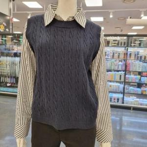 라티움 HC34 봄.가을몸판꽈배기니트팔구김없는코스조끼셋트 T2513Bl16