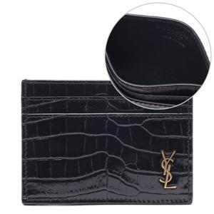 [생로랑] 22SS 남성 모노그램 크로커다일 엠보싱 카드지갑 (607603_DZE0W_1000_22S)