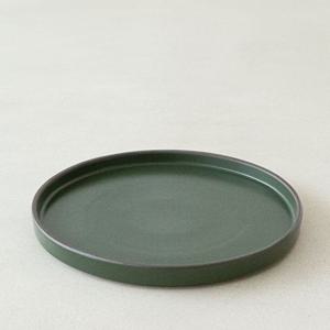 이천도자기 헤리티지 라운드 그린 낮은 평접시 28cm 도기식기 도자기접시 스톤웨어 브런치 브런치접시 디저