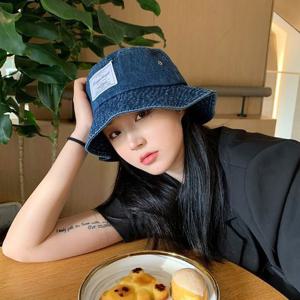 여자 남자 여행 사파리 캡모자 라벨 데님 버킷햇 모자