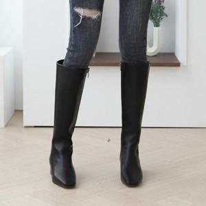 인기 여성 미들굽 통 롱부츠 지퍼 겨울 구두 (2color)