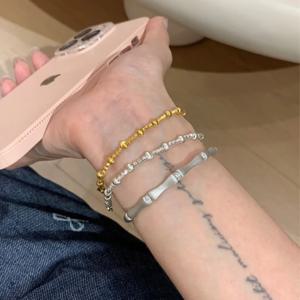 여성 실버 순은 앤티크 꼬임 골드 실버 팔찌