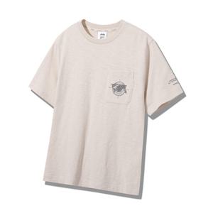 [지프]JQ3TSU227 아이보리 남녀공용 셋업 패치포켓 반팔 티셔츠_