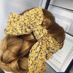 꽃밭 왕리본 헤어 자동머리핀