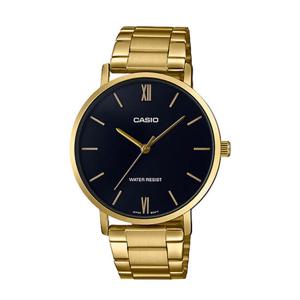 카시오 MTP-VT01G-1B 남성 라운드 아날로그 메탈 손목 시계