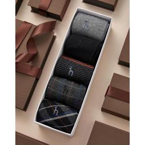 [백화점][헤지스]HJSS5F502WT_남성 퍼피자수 혼합 패턴 장목 양말 5종세트