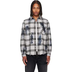 25 FW 아미리 남성 블랙   화이트 MA 쿼드 블리치 플란넬 셔츠 252886M192026