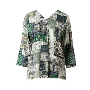 와코루 여성 페이즐나염 7부소매 이지웨어 잠옷상의 (WPA373WS)