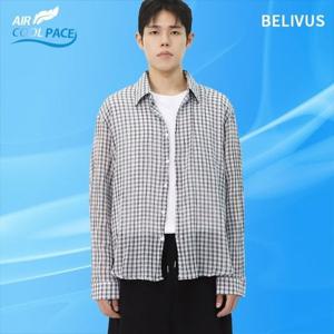 빌리버스 남성 체크 셔츠 린넨 살안타템 카라 남방 BSM004