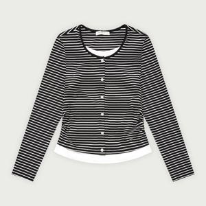 여성 스트라이프 가디건 레이어드 티셔츠_100(10530-131-614-45)