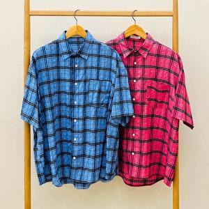 남자 노마드 너드 체크 면 반팔 셔츠 RB-SHH-Q041