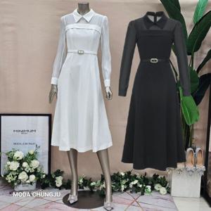 [미니멈]MD 카라넥 시스루 플레어원피스 MD MYBAWO3110 Z_CJ