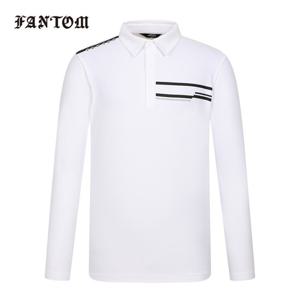 [팬텀] 남성 프린트 포인트 트리코트 카라 긴팔티셔츠 211E3TO801_WH