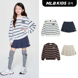 [MLB 키즈] (공식) 스트릿 베이직 여아 스트라이프 맨투맨세트 (2color)
