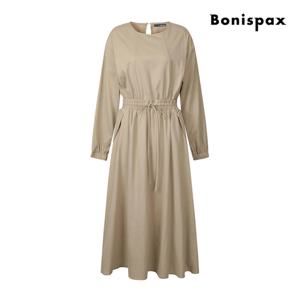 [보니스팍스(여성의류)]허리 스트링 밴딩 롱 원피스 XP8OP008M0