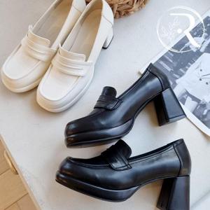 [디자이어로즈] 스퀘어토 로퍼 힐 6.5cm 미들굽 구두