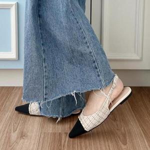 [디자이어로즈] 여자 낮은굽 슬링백샌들 스틸레토플랫