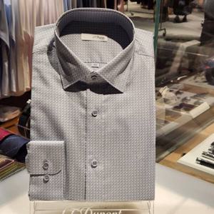 듀퐁셔츠 SE5FM21LS252SGY 순면 뉴화이트 프린트 슬림 핏 셔츠