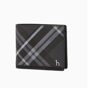 [헤지스ACC] 블랙 체크 가죽 2단 반지갑 HJWA6E866BK