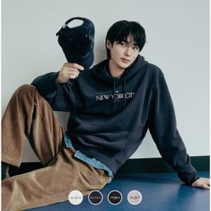 [지오다노]남자 겨울 기모 프린트 그래픽 후드 티셔츠 025923