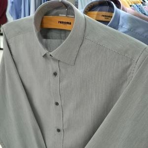 [레노마셔츠]슬림핏/ 미니멀 핀 체크 긴소매 셔츠 RPFSL0530 DG_