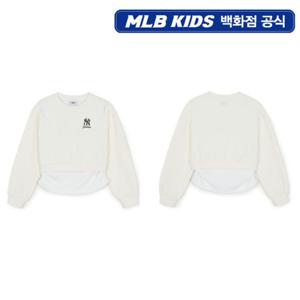 [MLB키즈PG] 스트릿 걸즈 레터링 레이어드 기모맨투맨 (7FMTB2556-50IVS)