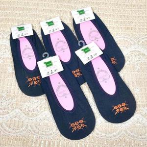 (크로바)미끄럼방지 앞코 꽃자수 포인트 청 덧신