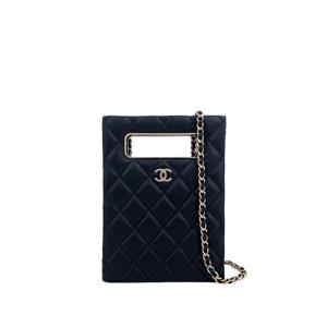 [엘러브] 샤넬 이브닝 백 블랙 샴페인골드 캐비어 5ET1910