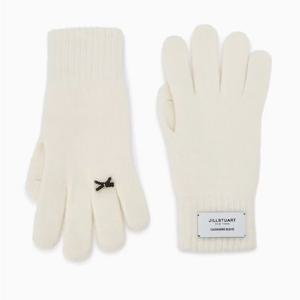 [질스튜어트] 화이트 블랙 리본 포인트 핑거홀 터치 장갑JAGV5F811WT