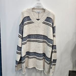 [반에이크]스트라이프브이넥루즈핏니트 VB5ZKTM314Z_ IVF_IC