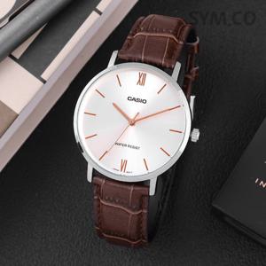 카시오 MTP-VT01L-7B2 라지사이즈 심플 아날로그 캐쥬얼 남자 가죽 시계 d