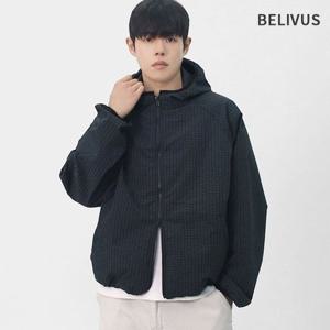 빌리버스 남성 간절기 윈드러너 후드집업 방수 오버핏 체크 러닝 바람막이 BWY014
