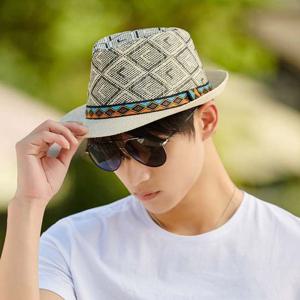 남성 여름 밀짚모자 중년 바리스타 인디안 페도라
