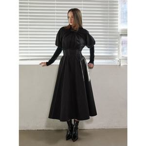 [에고이스트] ER4WO261 셔링 퍼프소매 백타이 롱 원피스 (25년 겨울)