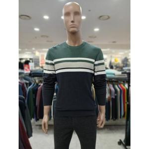 크로커다일 세이브존05 스트라이프 앞판 조직 라운드 니트 AAKR3312/45