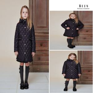 [빈]BA12CT01NV네이비 리본 퀼팅 코트