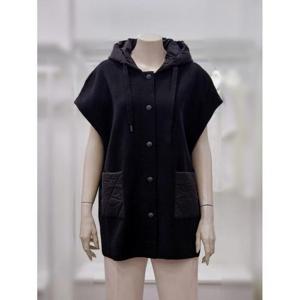 프렐린 세이브존02 블랙 패딩 후드 가디건 RWC253030