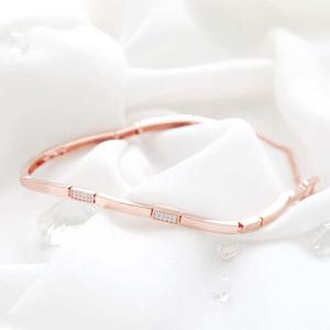 14kgp 로즈골드 베이직 큐빅 스틱 체인 패션 팔찌