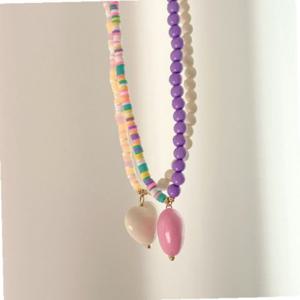 하트 비즈 구슬 목걸이 빅 모양 팬던트