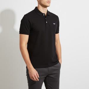 메종키츠네 트리컬러 폭스 패치 폴로 반팔 티셔츠 AM00200KJ7002 BK